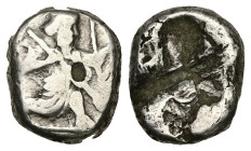 Persia, Achaemenid Empire. Artaxerxes I - Artaxerxes II (c. 450-375 BC). AR Siglos, 5.00 g 15.72 mm. Type IIIb. 
Obv: Persian King/hero kneeling-runni...