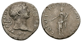 Trajan, AD 98-117. AR, Denarius. 2.77 g. 18.08 mm. Rome.
Obv: IMP TRAIANO […]. Head of Trajan, laureate, right.
Rev: COS V P P S P Q R OPTIMO PRINC. F...