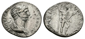 Trajan, AD 98-117. AR, Denarius. 2.80 g. 17.61 mm. Rome.
Obv: IMP CAES NER TRAIAN OPTIM AVG GERM DAC: Bust of Trajan, laureate, draped, right.
Rev: PA...