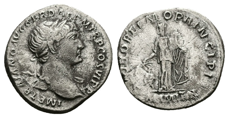 Trajan, AD 98-117. AR, Denarius. 3.09 g. 18.64 mm. Rome.
Obv: IMP TRAIANO AVG GE...