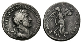 Hadrian, AD 117-138. AR, Denarius. 3.21 g. 17.18 mm. Rome.
Obv: IMP CAESAR TRAIAN HADRIANVS AVG. Bust of Hadrian, laureate, draped and cuirassed.
Rev:...