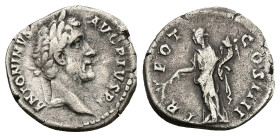 Antoninus Pius, AD 138-161. AR, Denarius. 2.83 g. 18.59 mm. Rome.
Obv: ANTONINVS AVG PIVS P P. Head of Antoninus Pius, laureate, right.
Rev: TR POT CO...