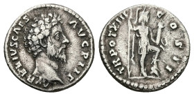 Marcus Aurelius as Caesar, AD 139-161. AR, Denarius. 3.16 g. 17.46 mm. Rome.
Obv: AVRELIVS CAES AVG PII F. Head of Marcus Aurelius, bare, right.
Rev: ...