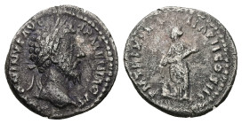 Marcus Aurelius, AD 161-180. AR, Denarius. 2.78 g. 18.13 mm. Rome.
Obv: ANTONINVS AVG ARMENIACVS. Head of Marcus Aurelius, laureate, right.
Rev: P M T...