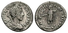 Commodus as Caesar, AD 177-178. AR, Denarius. 2.77 g. 17.47 mm. Rome.
Obv: L AVREL COMMODVS AVG. Laureate, draped and cuirassed bust of Commodus, righ...