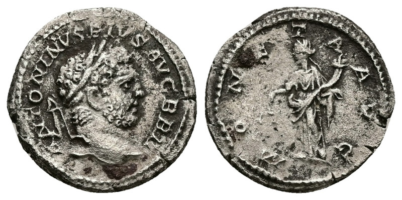 Caracalla, AD 198-211. AR, Denarius. 2.60 g. 18.95 mm. Rome.
Obv: ANTONINVS PIVS...