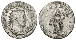 Trebonianus Gallus, AD 252-253. AR, Antoninianus. 3.53 g. 21.44 mm. Rome.
Obv: IMP C C VIB TREB GALLVS AVG. Bust of Trebonianus Gallus, radiate, drape...