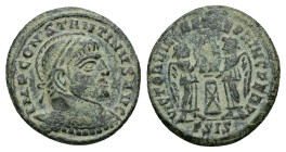 Constantine I ‘The Great’, AD 307-337. AE, Follis. 2.37 g. 18.53 mm. Siscia.
Obv: IMP CONSTANTINVS AVG. Bust of Constantine I, laureate, helmeted, cui...