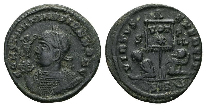 Constantine II as Caesar, AD 316-337. AE, Follis. 2.61 g. 19.75 mm. Siscia.
Obv:...