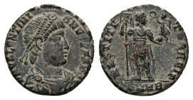 Valentinian I, AD 364-375. AE, Follis. 2.14 g. 15.65 mm. Heraclea. 
Obv: D N VALENTINIANVS P F AVG. Bust of Valentinian I, pearl-diademed, draped, cui...