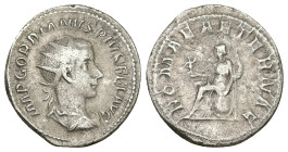 Gordian III, AD 238-244. AR, Antoninianus. 4.29 g. 22.61 mm. Rome.
Obv: IMP CAES M ANT GORDIANVS AVG. Bust of Gordian III, radiate, draped, cuirassed,...