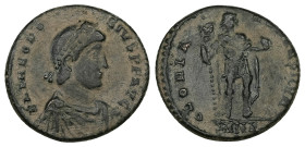 Theodosius I, AD 379-395. AE. 5.16 g. 21.96 mm. Nicomedia.
Obv: D N THEODOSIVS P F AVG. Bust of Theodosius I, pearl-diademed, draped and cuirassed, ri...