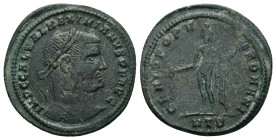 Galerius Maximianus as Caesar, AD 293-305. AE, Follis. 5.90 g. 26.53 mm. Heraclea.
Obv: IMP C GAL VAL MAXIMIANVS P F AVG. Head of Galerius, laureate, ...