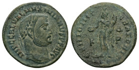 Galerius Maximianus, AD 305-311. Follis. 6.72 g. 23.95 mm. Alexandria?
Obv: IMP C GAL VAL MAXIMIANVS P F AVG. Head of Galerius, laureate, right.
Rev: ...