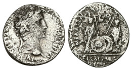 Augustus, 27 BC-AD 14. AR, Denarius. 3.41 g. 18.18 mm. Lungdunum.
Obv: CAESAR AVGVSTVS DIVI F PATER PATRIAE. Head of Augustus, laureate, right.
Rev: A...