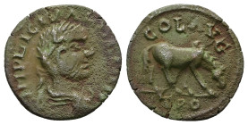 Troas, Alexandria. Valerian, AD 253-260. AE, As. 3.00 g. 20.66 mm.
Obv: IMP LICI VALERIA. Draped, laureate and cuirassed bust of Valerian, right.
Rev:...