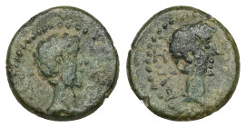 Mysia, Kyzikos. Augustus, 27 BC-AD 14. AE. 2.20 g. 14.13 mm.
Obv: ΚΥΖΙ. Bare head, right.
Rev: Bare head, right.
Ref: RPC 2246.
Very Fine.