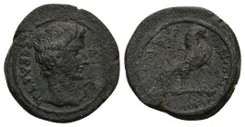 Phrygia, Amorium. Augustus, 27 BC-AD 14. AE. 8.19 g. 22.19 mm.
Obv: CΕΒΑCΤΟC. Bare head of Augustus, right; before, lituus
Rev: Eagle with caduceus st...