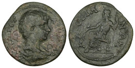 Phrygia, Amorium. Geta as Caesar, AD 198-209. AE. 6.79 g. 26.24 mm.
Obv: Π CЄΠ ΓЄTAC KAICAP. Bareheaded, draped and cuirassed bust of Geta, right.
Rev...
