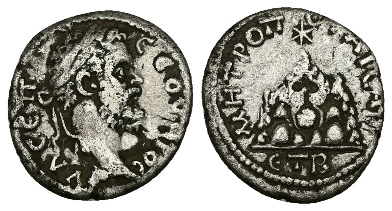 Cappadocia, Caesarea. Septimius Severus, AD 193-211. AR, Drachm. 2.81 g. 18.83 m...