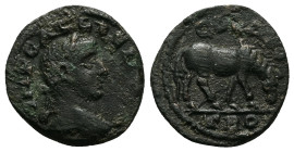 Troas, Alexandria Troas. Gallienus, AD 253-260. AE. 5.28 g. 21.08 mm.
Obv: Bust of Gallienus, right.
Rev: Horse, right.