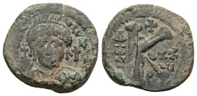 Justinian I, 527-565 AD. AE, Half Follis. 7.94 g. 25.08 mm. Uncertain mint.
Obv: DNIVSTINI-[ANV]SPPA[VC]. Bust of Justinian I facing with diadem, cuir...