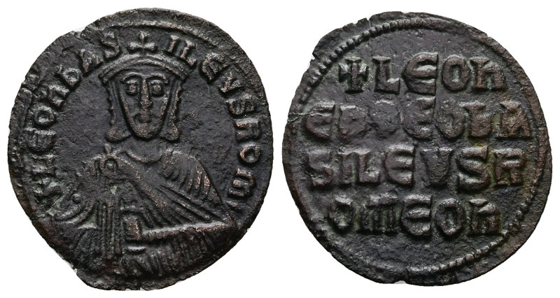 Leo VI the Wise, AD 886-912. AE, Follis. 3.87 g. 26.11 mm. Constantinople.
Obv: ...