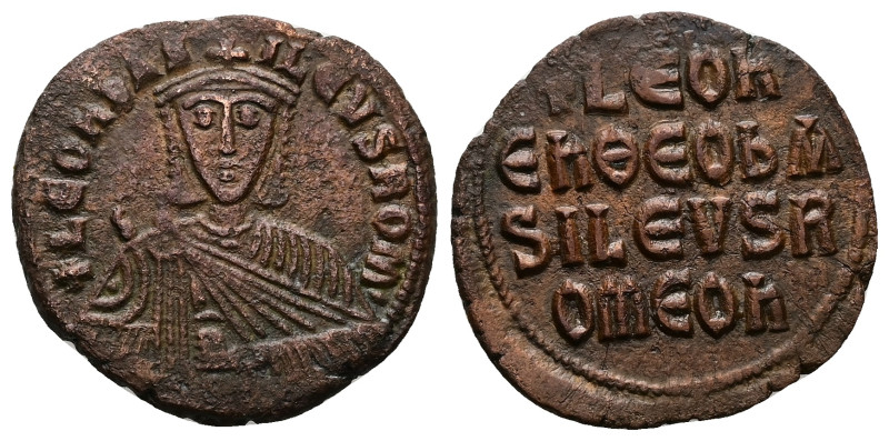 Leo VI the Wise, AD 886-912. AE, Follis. 6.69 g. 26.36 mm. Constantinople.
Obv: ...