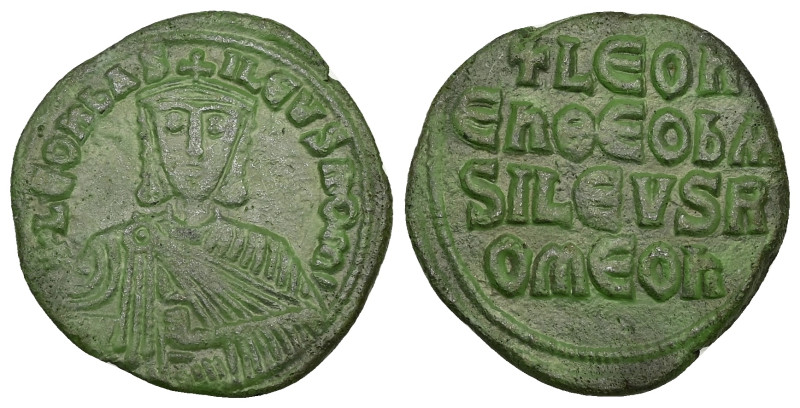 Leo VI the Wise, AD 886-912. AE, Follis. 7.51 g. 26.52 mm. Constantinople.
Obv: ...