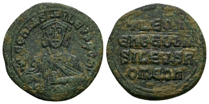 Leo VI the Wise, AD 886-912. AE, Follis. 10.52 g 27.99 mm. Constantinople.
Obv: ...