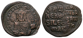 Constantine VII Porphyrogenitus and Romanus I, AD 913-959. AE, Follis. 8.00 g. 30.26 mm. Constantinople.
Obv: + RωMAҺ ЬASILЄVS RωM. Crowned, bearded, ...