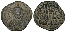 Anonymous Follis, Class A2. Basil II and Constantine VIII, AD 976-1025. AE, Follis. 8.73 g. 28.48 mm. Constantinopolis.
Obv: +ЄMMA- N[OЧHΛ]. Nimbate b...