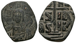 Anonymous Follis, Class B. Romanus III, AD 1028-1034. AE, Follis. 12.66 g. 29.29 mm. Constantinople.
Obv: [+ EMMA-NOVHΛ] / [IC-XC]. Bust of Christ fac...