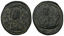 Anonymous Follis, Class G. Romanus IV, AD 1068-1071. 7.87 g. 30.55 mm. Constantinople.
Obv: IC XC to left and right of bust of Christ, nimbate, facing...