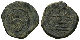 Manuel I Comnenus (?), AD 1143-1180. AE, Tetarteron. 4.37 g. 22.09 mm. Thessalonica.
Obv: [MANVHΛ] [ΔECΠOTH]. Half-length bust of ruler wearing crown ...