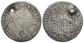 Sigismund III Vasa, AD 1587-1632. AR. 5.47 g. 29.17 mm.
Obv: Crowned,armored mid-length bust of Sigismund facing right. Holding sword over right shoul...