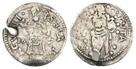 Repuclic of Ragusa, AD 1626-1761. AR, 1 Grosso. 0.52 g. 17.80 mm.
Obv: S BLA[S]IVS [R]AGV[S]II / 16-[..]. Saint Blase standing facing, right hand rais...
