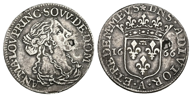France. Principality of Dombes. Anne Marie Louise, AD 1652-1693. AR, 5 Sols. 2.1...