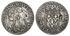 France. Principality of Dombes. Anne Marie Louise, AD 1652-1693. AR, 5 Sols. 2.16 g. 20.82 mm.
Obv: AN MA LOV PRINC SOVV DE DOM. Anne-Marie-Louise, pr...