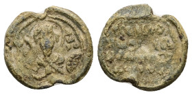 PB Byzantine lead seal (AD 11th century, second half)
Obv: Bust of St Theodore holding a spear and shield. Inscription at l. and r.: [ὁ ἅ(γιος) Θεό]δω...