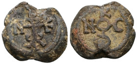 PB Byzantine monogrammatic seal of Constantine Skribon? (AD 6th–7th centuries)
Obv: Cruciform monogram: α, ι, κ, ν, ο, τ, υ, ω: Κωνσταντίνου. Wreath ...