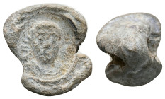 PB Roman imperial conical seal. (c. AD 4th–5th centuries)
Obv: Diademed and draped facing bust. ΑΠΙ[…].
Rev: Blank, domed.
Cf. CNG 486, 810.
Weight: 1...
