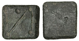 PB Eastern Mediterranean/Aegean. Byzantine one nomisma weight (AD 4th–6th/7th centuries)
Square in form with plain profile; engraved and punched on th...