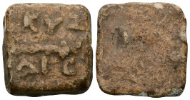 PB Mysia, Cyzicus. Distateron weight (1st century BC–2nd century AD) 
Square in form, rounded corners. On the face, torch, r.; above, ethnic: KYZ; bel...