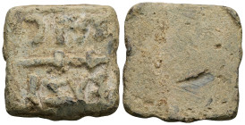 PB Mysia, Cyzicus. Tristateron weight (1st century BC–2nd century AD) 
Square in form, rounded corners. On the face, torch, r.; above, denominational ...