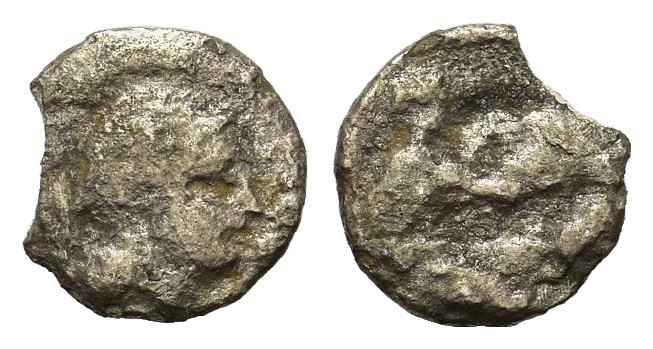 Italy, Calabria, Tarentum. Circa 380-280 BC. AR diobol (10 mm, 0,6 g). Head of A...