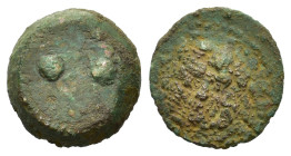 Sicily, Himera. Circa 430-409. Æ Hexas (18,5 mm, 6,7 g) Gorgoneion. R/ Two pellets. Calciati 4-21.