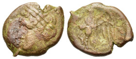 Sicily, Syracuse. Hiketas. 287-278 BC (15,6 mm, 4,5 g) Laureate head of Apollo l., dotted border, R/eagle standing l. with open wings on thuderbolt. C...