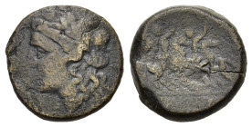 Sicily, Syracuse. Hieron II. 275-215 BC. Æ (21 mm, 10,8 g). Laureate head of Apollo l. R/ Dioscuri on horseback r. CNS II, 205; SNG ANS 1055.