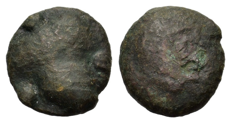 Selinus. Circa 443-415. Æ Tetras (16,7 mm, 6 g) Head of river god l. R/ Selinon ...